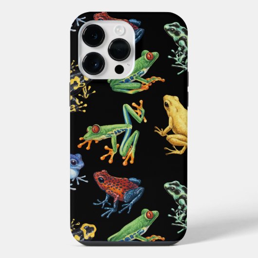 Frösche auf schwarz iPhone hülle (Rückseite)