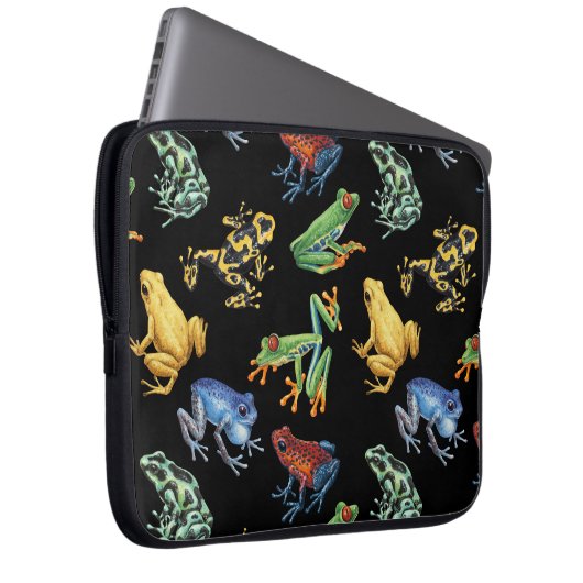 Frösche auf schwarz laptopschutzhülle (Vorne Rechts)
