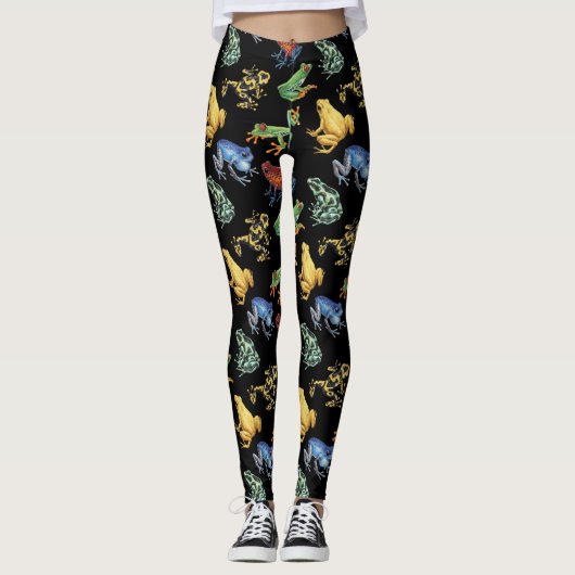 Frösche auf schwarz leggings (Vorderseite)