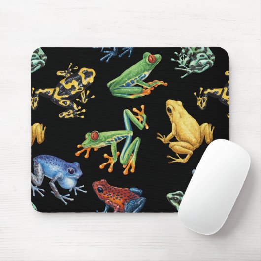 Frösche auf schwarz mousepad (Mit Mouse)