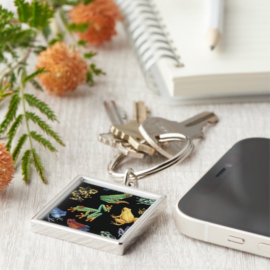 Frösche auf schwarz schlüsselanhänger (Seite)