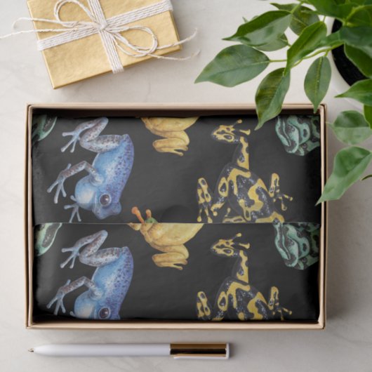 Frösche auf schwarz seidenpapier (Geschenk)