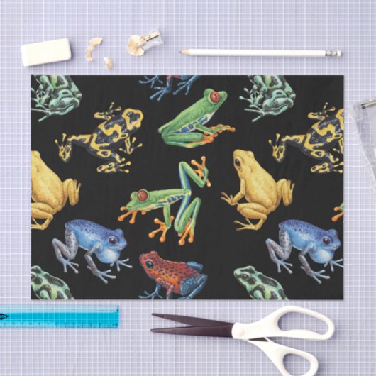 Frösche auf schwarz seidenpapier (Handwerk)