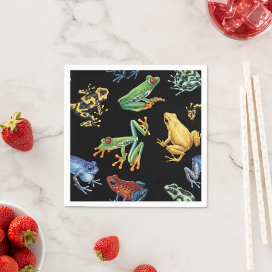Frösche auf schwarz serviette (Beispiel)