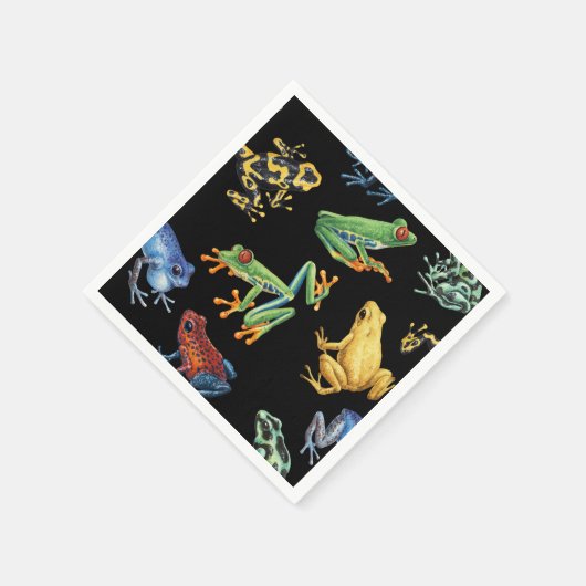 Frösche auf schwarz serviette (Ecke)
