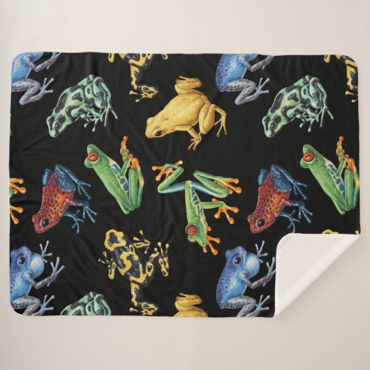Frösche auf schwarz sherpadecke (Vorderseite (Horizontal))