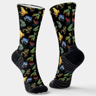 Frösche auf Schwarz Socken