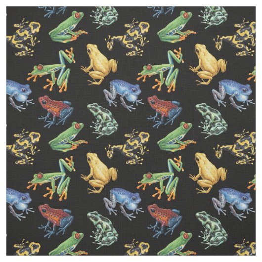 Frösche auf schwarz stoff (Muster)