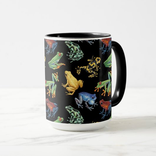 Frösche auf schwarz tasse (VorderseiteRechts)