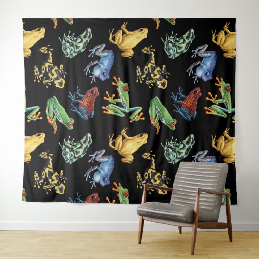 Frösche auf schwarz wandteppich (Beispiel (Horizontal))