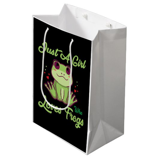 Frösche-Design für Lieben Mittlere Geschenktüte (Vorderseite Schrägansicht)