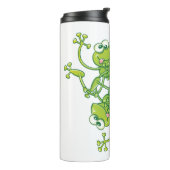 Frösche, die im Musterdesign schwingen und Spaß ha Thermosbecher (Nach links gedreht)
