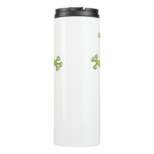 Frösche, die im Musterdesign schwingen und Spaß ha Thermosbecher (Rückseite)