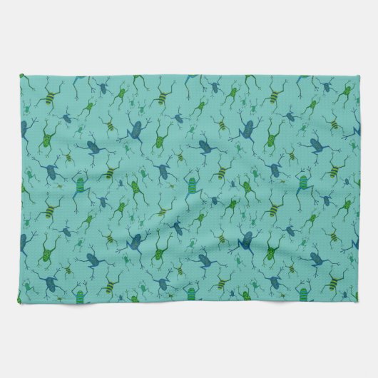 Frösche, die Spaß haben Geschirrtuch (Horizontal)