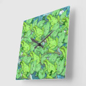 Frösche, Frösche, Frösche Quadratische Wanduhr (Winkel)