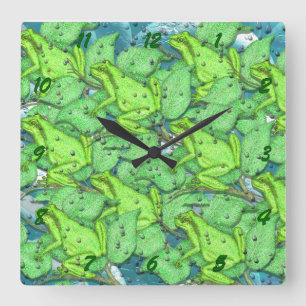 Frösche, Frösche, Frösche Quadratische Wanduhr