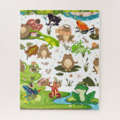 Frösche Galore im Teich Puzzle (Vertikal)