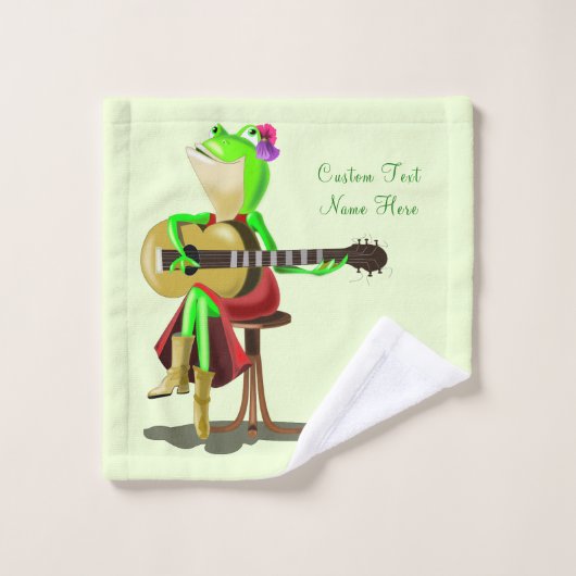 Frösche Gitarrenbadetücher - Farbe /Text Badhandtuch Set (Waschlappen)