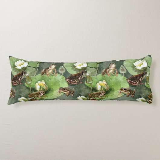 Frösche - grüne und weiße Wasserlilien Seitenschläferkissen (Vorderseite)