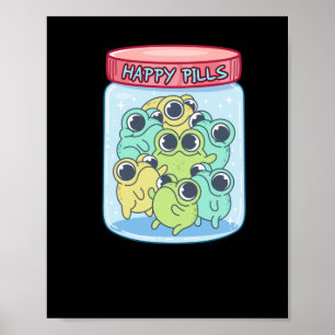 Frösche Happy Pills Aufkleber Poster