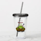 Frösche herrschen lustig-grüner Frosch-Cartoon Acryltrinkbecher (Rückseite)