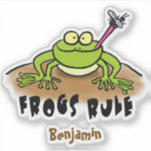 Frösche herrschen lustig-grüner Frosch-Cartoon Aufkleber (Vorderseite)