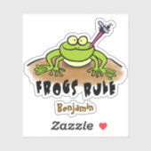 Frösche herrschen lustig-grüner Frosch-Cartoon Aufkleber (Blatt)