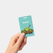 Frösche herrschen lustig-grüner Frosch-Cartoon Ausweis (Handheld)