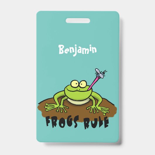 Frösche herrschen lustig-grüner Frosch-Cartoon Ausweis (Vorderseite)