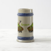 Frösche herrschen lustig-grüner Frosch-Cartoon Bierglas (Mittel)