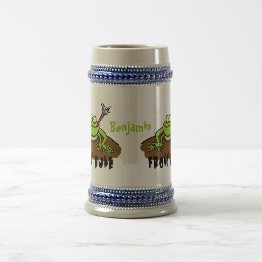 Frösche herrschen lustig-grüner Frosch-Cartoon Bierglas (Mittel)