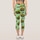 Frösche herrschen lustig-grüner Frosch-Cartoon Capri Leggings (Rückseite)