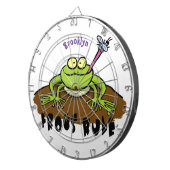Frösche herrschen lustig-grüner Frosch-Cartoon Dartscheibe (Vorderseite rechts)