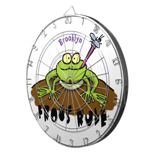 Frösche herrschen lustig-grüner Frosch-Cartoon Dartscheibe (Vorderseite rechts)