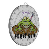 Frösche herrschen lustig-grüner Frosch-Cartoon Dartscheibe (Vorderseite Links)