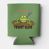 Frösche herrschen lustig-grüner Frosch-Cartoon Dosenkühler (Vorderseite)