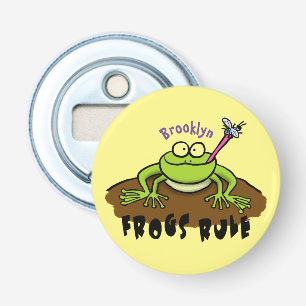 Frösche herrschen lustig-grüner Frosch-Cartoon Flaschenöffner