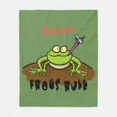 Frösche herrschen lustig-grüner Frosch-Cartoon Fleecedecke (Vorderseite)
