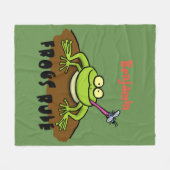 Frösche herrschen lustig-grüner Frosch-Cartoon Fleecedecke (Vorderseite (Horizontal))