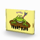 Frösche herrschen lustig-grüner Frosch-Cartoon Fotoblock (Rechts)