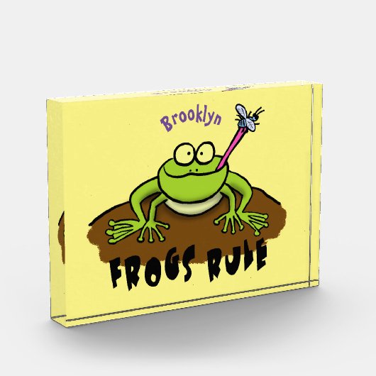 Frösche herrschen lustig-grüner Frosch-Cartoon Fotoblock (Links)