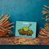 Frösche herrschen lustig-grüner Frosch-Cartoon Fotoplatte (Seite)