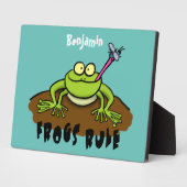 Frösche herrschen lustig-grüner Frosch-Cartoon Fotoplatte (Seite)