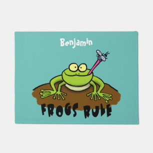 Frösche herrschen lustig-grüner Frosch-Cartoon Fußmatte