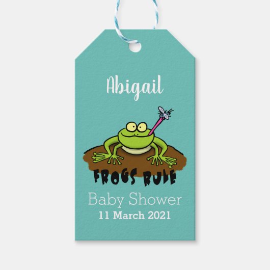 Frösche herrschen lustig-grüner Frosch-Cartoon Geschenkanhänger (Vorderseite)