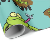 Frösche herrschen lustig-grüner Frosch-Cartoon Geschenkpapier (Rolleneckpunkt)