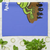 Frösche herrschen lustig-grüner Frosch-Cartoon Geschirrtuch (Gefaltet)