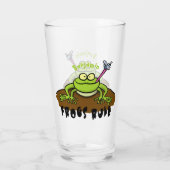Frösche herrschen lustig-grüner Frosch-Cartoon Glas (Rückseite)