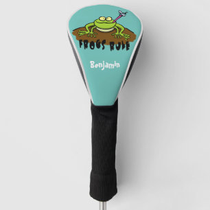 Frösche herrschen lustig-grüner Frosch-Cartoon Golf Headcover