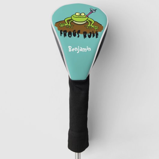 Frösche herrschen lustig-grüner Frosch-Cartoon Golf Headcover (Vorderseite)